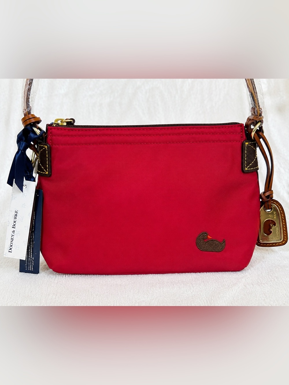 NWT Dooney & Bourke Red Nylon Pouchette Shoulder Bag